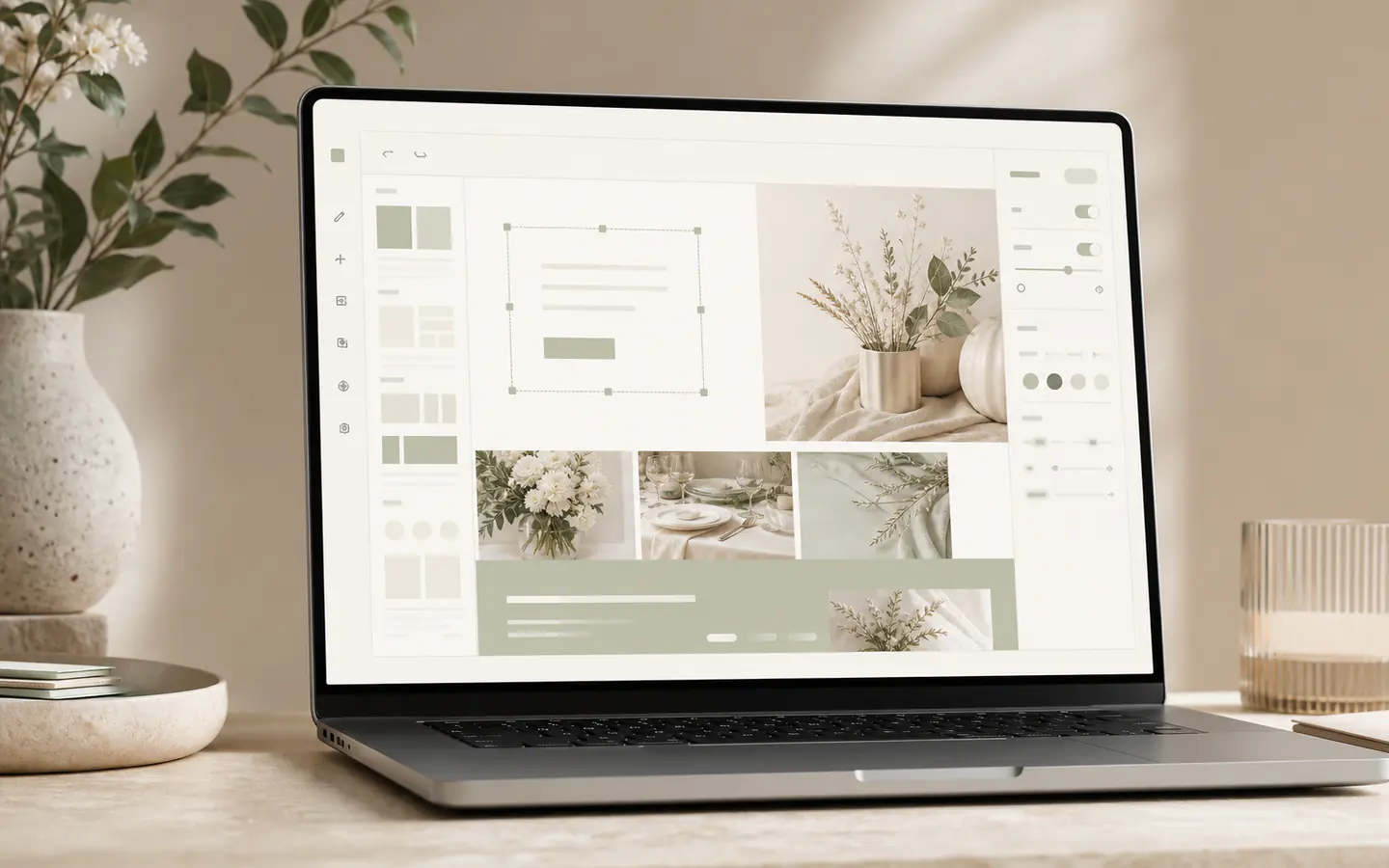 In-Haus Editor editing workspace on a laptop.
